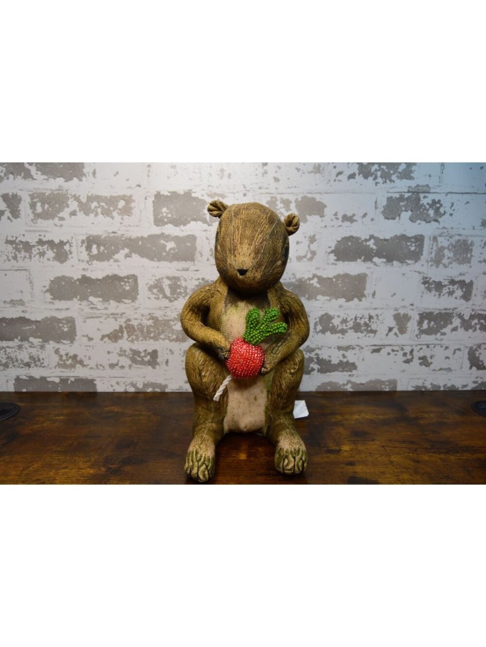 John Derian Company Squirrel Pillow with beaded Radish 12 inches